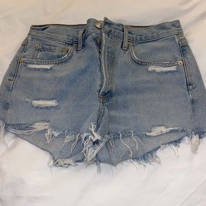AGOLDE light wash denim shorts